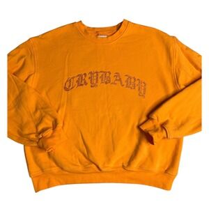 CRYBABY Rhinestone Studded Graphic Crewneck Sweatshirt Cropped Y2K Large